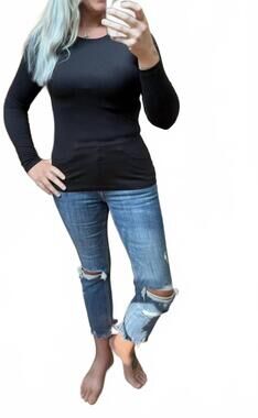 NEW 42POPS brushed microfiber long sleeve tee in black